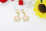 Sakura Flower Earrings, Gold Japaneses Cherry Blossom Earrings, Hoop or Stud or Dangle Earrings in Option N3292