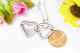 Silver Heart Locket Necklace, Personalized Initial Birthstone Jewelry