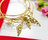 Mother's Day Gift, Mom Gift, Best Fishing Bracelet Gift, Gold Fishing Rod With Fish Charm Bracelet, Initial Jewelry, N3145