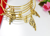 Mother's Day Gift, Mom Gift, Best Fishing Bracelet Gift, Gold Fishing Rod With Fish Charm Bracelet, Initial Jewelry, N3145