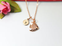 Rose Gold Fish Necklace, Mother's Day Necklace, Mother's Day Jewelry, Mother's Day Gift, Personalized Initial Necklace Gift, N3156