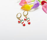 Gold Candy Cane Christmas Earrings, Holiday Sweet Jewelry