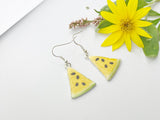 Silver Yellow Watermelon Charm Earrings, Summer Earrings, Birthday Gift, N2099G