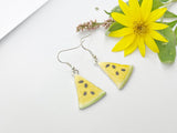 Silver Yellow Watermelon Charm Earrings, Summer Earrings, Birthday Gift, N2099G