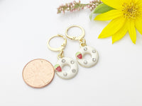 Gold Pink Strawberry Donuts Earrings, N3175