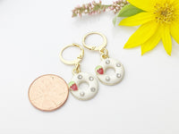 Gold Pink Strawberry Donuts Earrings, N3175