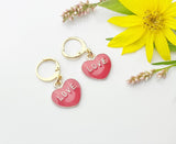 Gold Red Heart Love Earrings, Valentine Earrings, N3187