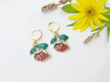 Gold Red Peony Earrings, Gardening Earrings, N3198