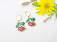 Gold Red Peony Earrings, Gardening Earrings, N3198