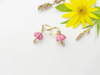 Gold Pink Umbrella Earrings, Soul Sister Earrings, N3201