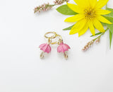 Gold Pink Umbrella Earrings, Soul Sister Earrings, N3201