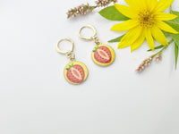 Gold Red Strawberry Earrings, Sister Earrings, N3202