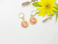 Gold Red Strawberry Earrings, Sister Earrings, N3202