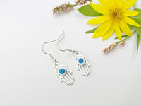 Silver Blue Evil Eye Earrings, N3203