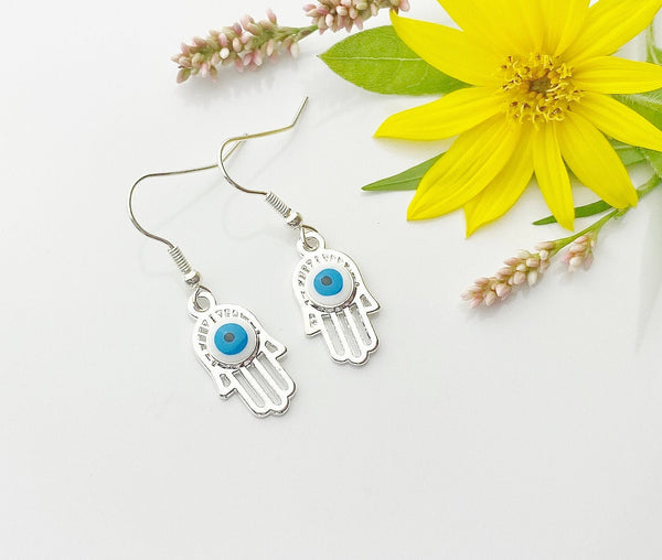 Silver Blue Evil Eye Earrings, N3203