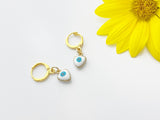 Gold Blue Evil Eye Earrings, Evil Eye Dangle or Buggies Hoop Earrings, N3216