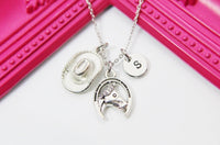 Cowboy Cowgirl Necklace, Horse Cowboy Hat, Mother's Day Necklace, Mother's Day Jewelry, Mother's Day Gift, Personized Initial Gift, N3309