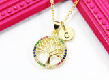 Mom Necklace Gift, Gold Tree Necklace Gift, Mother Day's Necklace Gift, Mom Gift, Grandma Gift, Personalized Initial Necklace, N3227