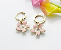 Gold Japanese Cherry Blossom Earrings, Cherry Blossom Flower Jewelry, Birthday Present for Girl Female Friend, Best Friend, N3255