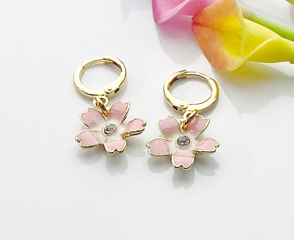 Gold Japanese Cherry Blossom Earrings, Cherry Blossom Flower Jewelry, Birthday Present for Girl Female Friend, Best Friend, N3255