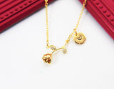 Gold Rose Necklace, June Birthday Jewelry Gift, N3319