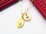 Gold Virgin Mary Necklace,  Mother's Day Gift, Daughter Necklace, Gift for Daughter, Daughter Jewelry, Mother Daughter, Personalized, N3322