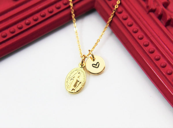 Gold Virgin Mary Necklace,  Mother's Day Gift, Daughter Necklace, Gift for Daughter, Daughter Jewelry, Mother Daughter, Personalized, N3322