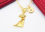 Gold Couple Lover Under Umbrella Necklace,  Anniversary Gifts, 10th Anniversary Gift, Wedding Gift,  Anniversary, Personalized, N3323