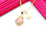 Gold Pink Tulip Flower Necklace, Mothers Day Gifts For Mom, Best gift for Nana, Grandmother, Aunt, Sister, Ninang, Appreciation,  N3327