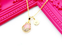 Gold Pink Tulip Flower Necklace, Mothers Day Gifts For Mom, Best gift for Nana, Grandmother, Aunt, Sister, Ninang, Appreciation,  N3327