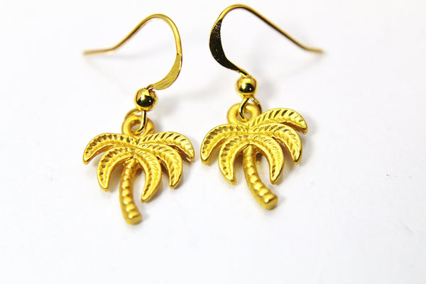 Gold Palm Tree Earrings, Coconut Tree Earrings, Mother's day Gift, Birthday Gift, Hoop or Stud or Dangle Earrings in Option, N3336