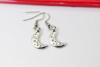 Silver Moon Star Earrings, Hoop or Stud or Dangle Earrings in Option, N4205A