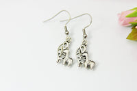 Silver Mother Giraffe Baby Earrings, Mother's day Gift, Birthday Gift, Best Friends Gift, Hoop or Stud or Dangle Earrings in Option, N3338