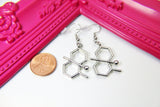Silver Geosmin Earrings, Biologist, Science Earrings, Scientist, Molecule Earrings, Hoop or Stud or Dangle in Option, N3340