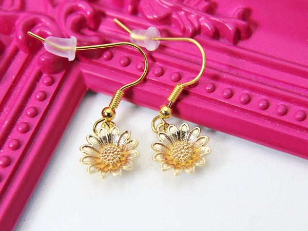 Gold Peony Earrings, Botan Earrings, N3344