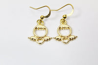 Gold Angel Heart Earrings, N3345