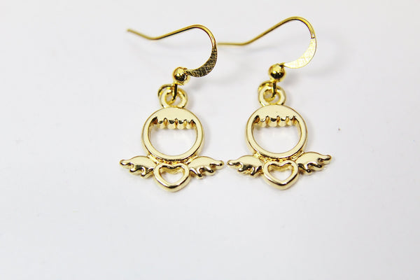 Gold Angel Heart Earrings, N3345