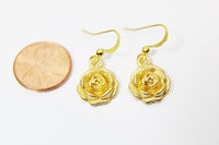 Gold Rose Earrings, June Birthday Jewelry Gift, N3346
