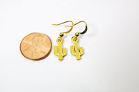 Gold Cacti Earrings, Cactus Flower, N3347