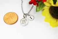 Stainless Steel Scorpio Necklace, Scorpio Gift, Constellation, Scorpio Birthday Present, Personized Initial Necklace, N3279