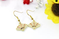 Folding Fan Earrings, Gold Japaneses Fan Earrings, Hoop or Stud or Dangle Earrings in Option N3293