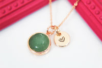 Aventurine Necklace, Natural Gemstone Jewelry N3385