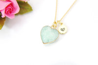 Amazonite Necklace, Heart, Natural Gemstone Jewelry, N3389