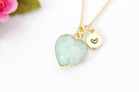 Amazonite Necklace, Heart, Natural Gemstone Jewelry, N3389