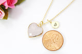 Rose Quartz Necklace, Heart Natural Gemstone Jewelry, N3390