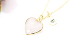 Rose Quartz Necklace, Natural Rose Quartz Gemstone Jewelry N3393