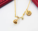 Gold Rose Necklace, June Birthday Jewelry Gift, N3319