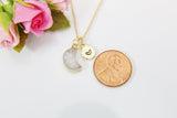 Moon Necklace, Natural Quartz Necklace, Birthday's Gift, Mother's Day Gift, Gemstone Jewelry, Birthstone, Personalized Gift, N3398