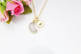 Moon Necklace, Natural Quartz Necklace, Birthday's Gift, Mother's Day Gift, Gemstone Jewelry, Birthstone, Personalized Gift, N3398
