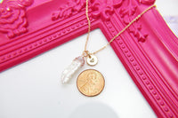 Baroque Keshi Pearl Necklace, Rose Gold, Natural, Birthday's Gift, Mother's Day Gift, Gemstone Jewelry, Birthstone, Personalized Gift, N3404
